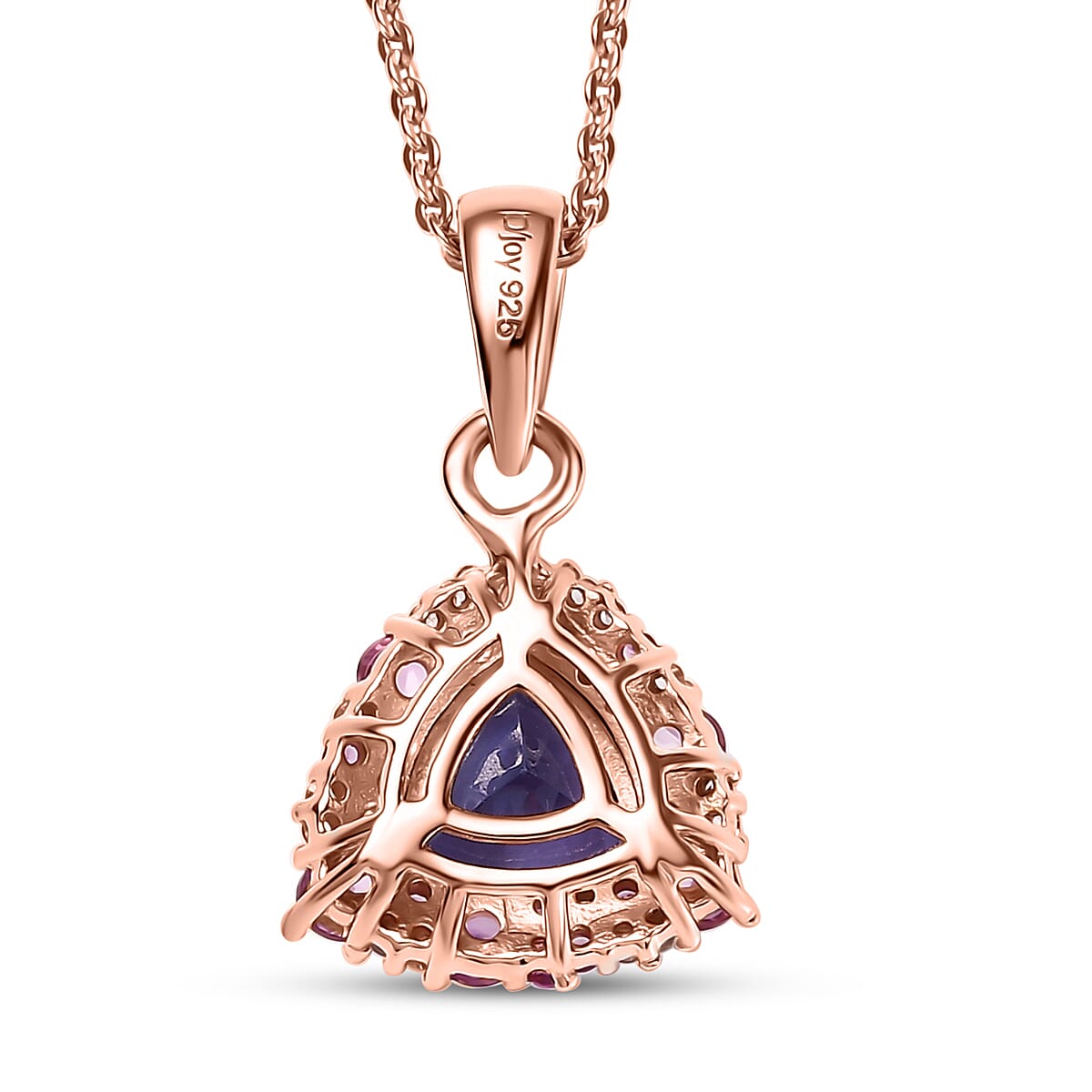 Tanzanite and Multi Gemstone 1.75 ctw Regal Bloom Pendant Necklace in 18K Vermeil Rose Gold Over Sterling Silver 20 Inches