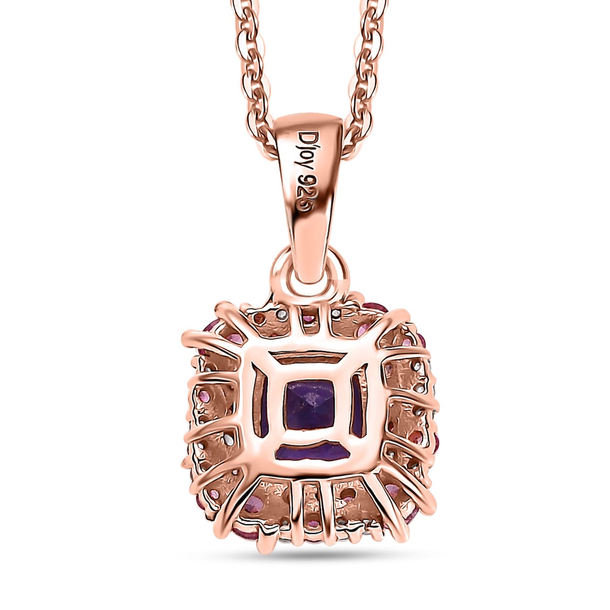 Tanzanite and Multi Gemstone 1.60 ctw Regal Bloom Pendant Necklace in 18K Vermeil Rose Gold Over Sterling Silver 20 Inches image number 4