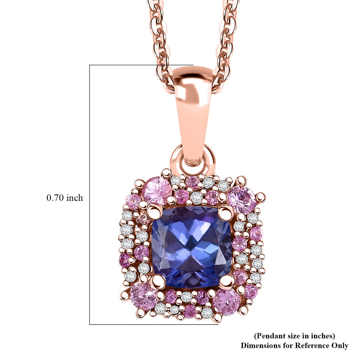 Tanzanite and Multi Gemstone 1.60 ctw Regal Bloom Pendant Necklace in 18K Vermeil Rose Gold Over Sterling Silver 20 Inches image number 6