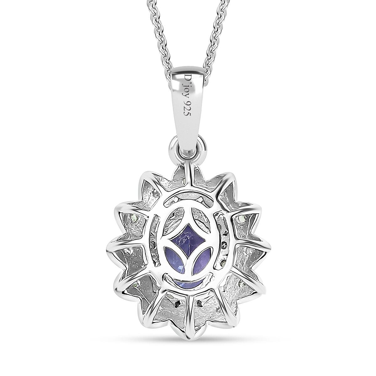 Tanzanite and Multi Gemstone 1.80 ctw Sunflower Pendant Necklace in Rhodium Over Sterling Silver 20 Inches