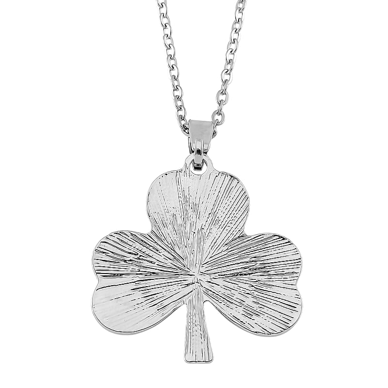 Connemara Marble 110.00 ctw Clover Leaf Earrings and Pendant Necklace 20 Inches in Stainless Steel 