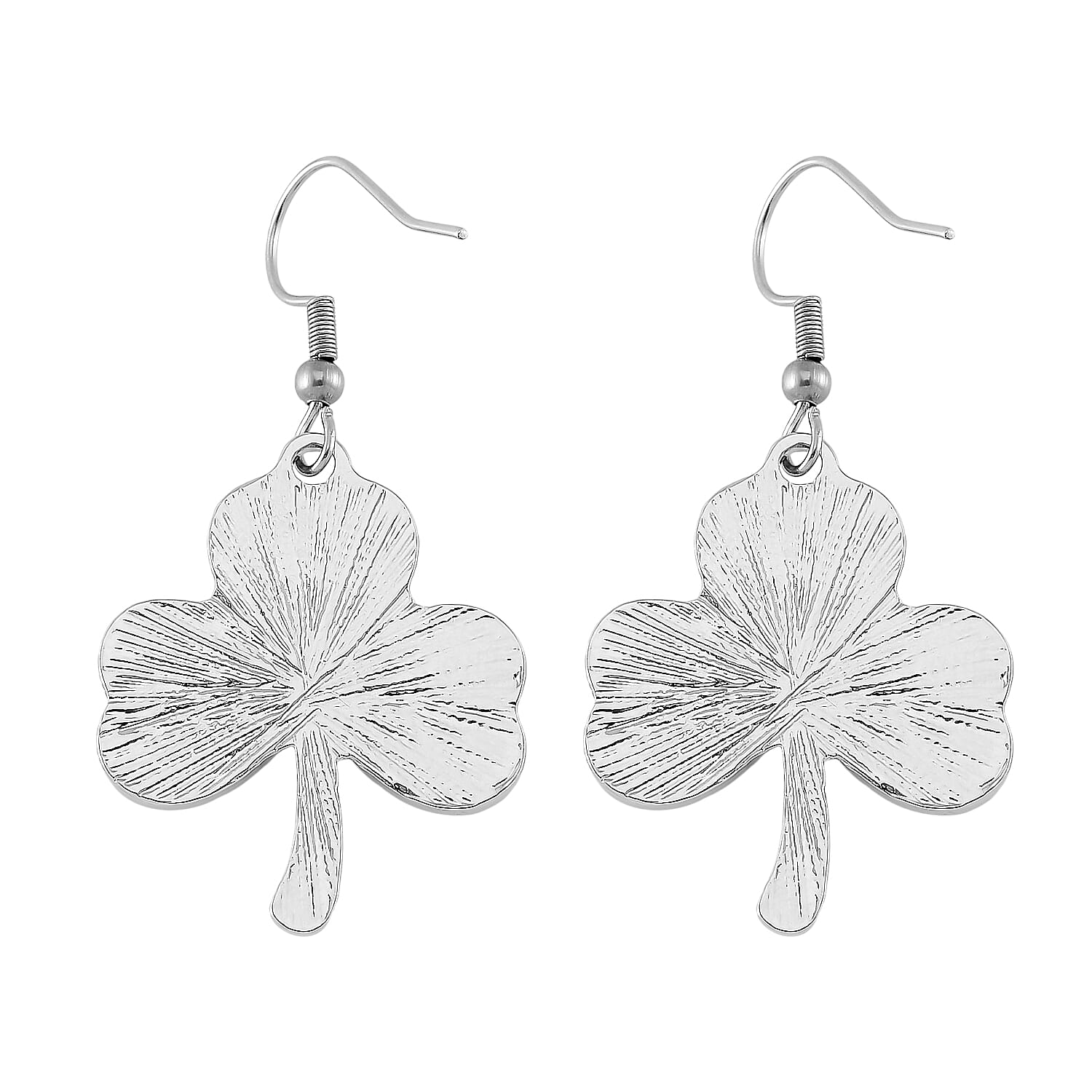 Connemara Marble 110.00 ctw Clover Leaf Earrings and Pendant Necklace 20 Inches in Stainless Steel 