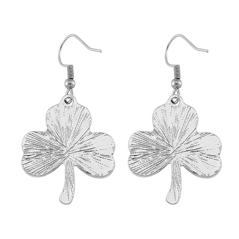 Connemara Marble 110.00 ctw Clover Leaf Earrings and Pendant Necklace 20 Inches in Stainless Steel 