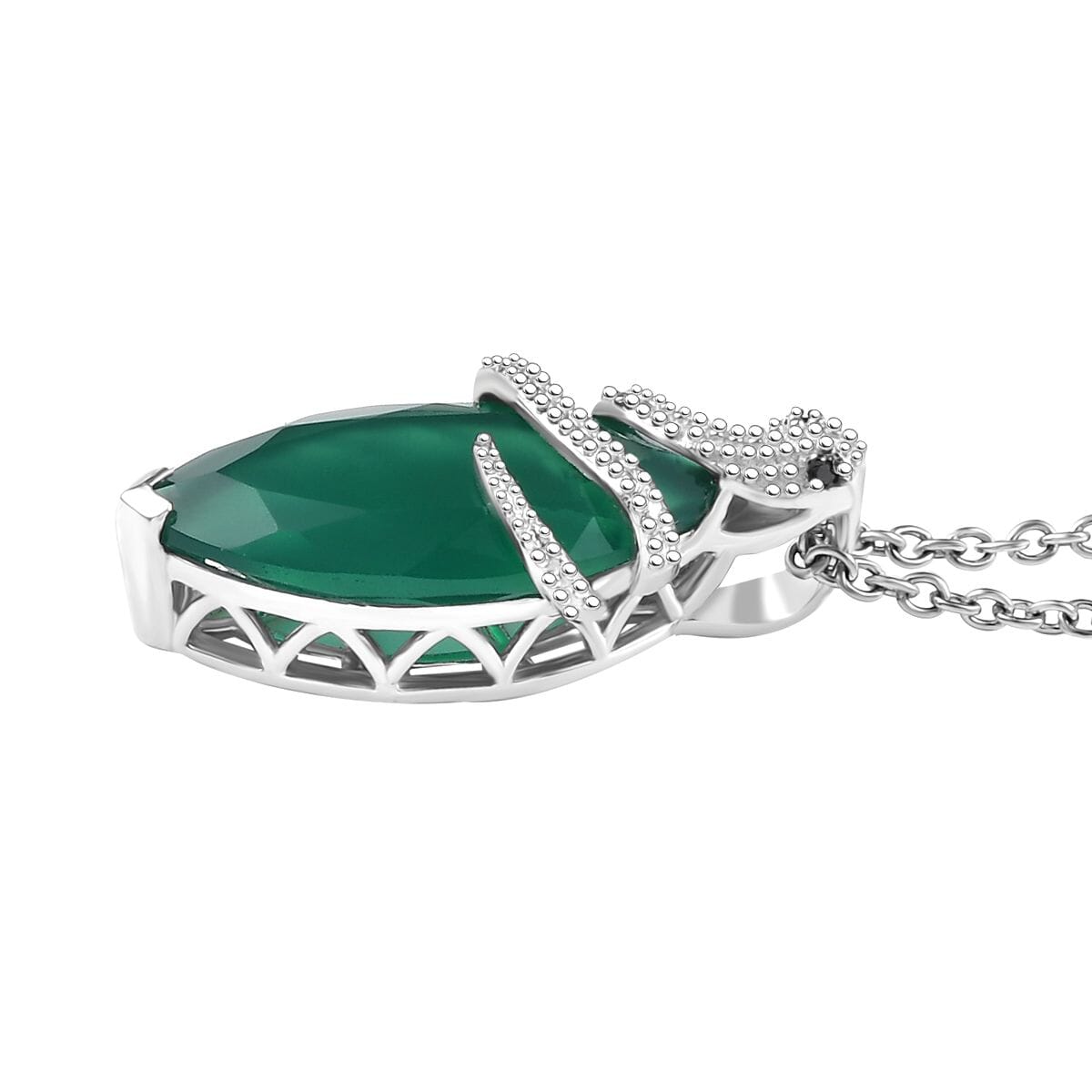 Verde Onyx and Thai Black Spinel 6.62 ctw Pendant Necklace in Rhodium Over Sterling Silver 20 Inches image number 3