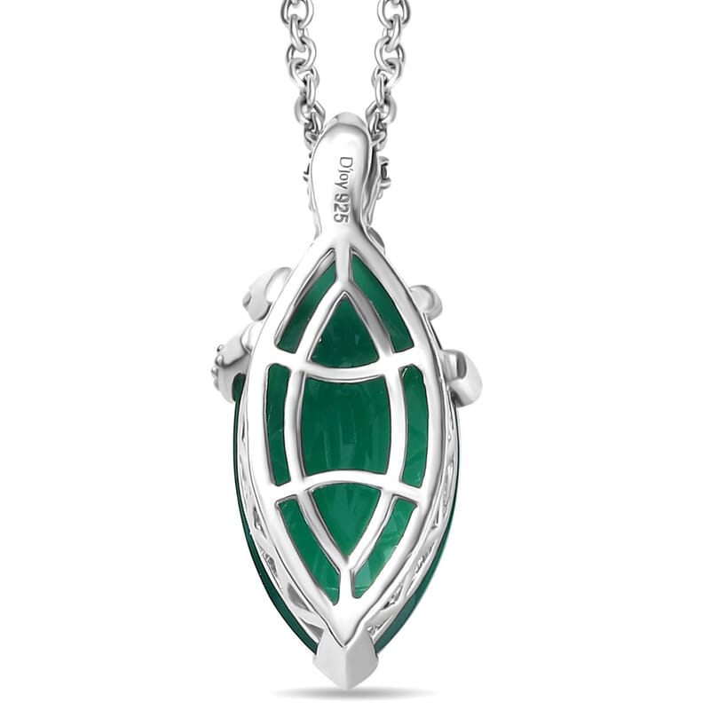 D'Joy Verde Onyx and Thai Black Spinel 6.62 ctw Snake Pendant Necklace in Rhodium Over Sterling Silver 20 Inches