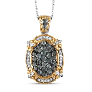 D'Joy Narsipatnam Alexandrite and White Zircon 1.40 ctw Vintage ERA Pendant Necklace 20 Inches in 18K Vermeil YG and Rhodium Over Sterling Silver