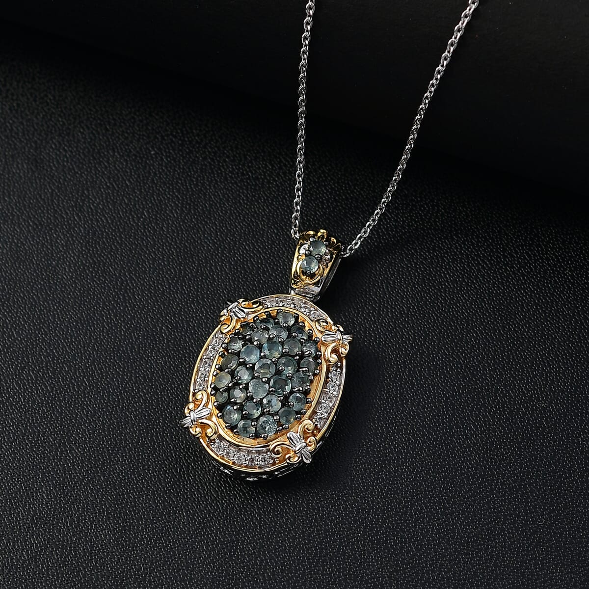 D'Joy Narsipatnam Alexandrite and White Zircon 1.40 ctw Vintage ERA Pendant Necklace 20 Inches in 18K Vermeil YG and Rhodium Over Sterling Silver image number 1