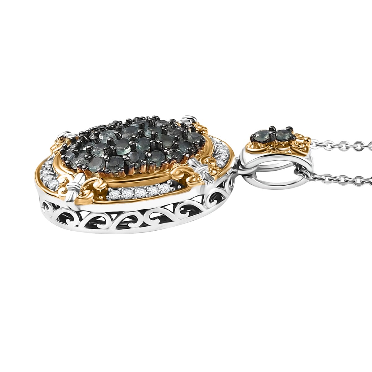 D'Joy Narsipatnam Alexandrite and White Zircon 1.40 ctw Vintage ERA Pendant Necklace 20 Inches in 18K Vermeil YG and Rhodium Over Sterling Silver image number 3