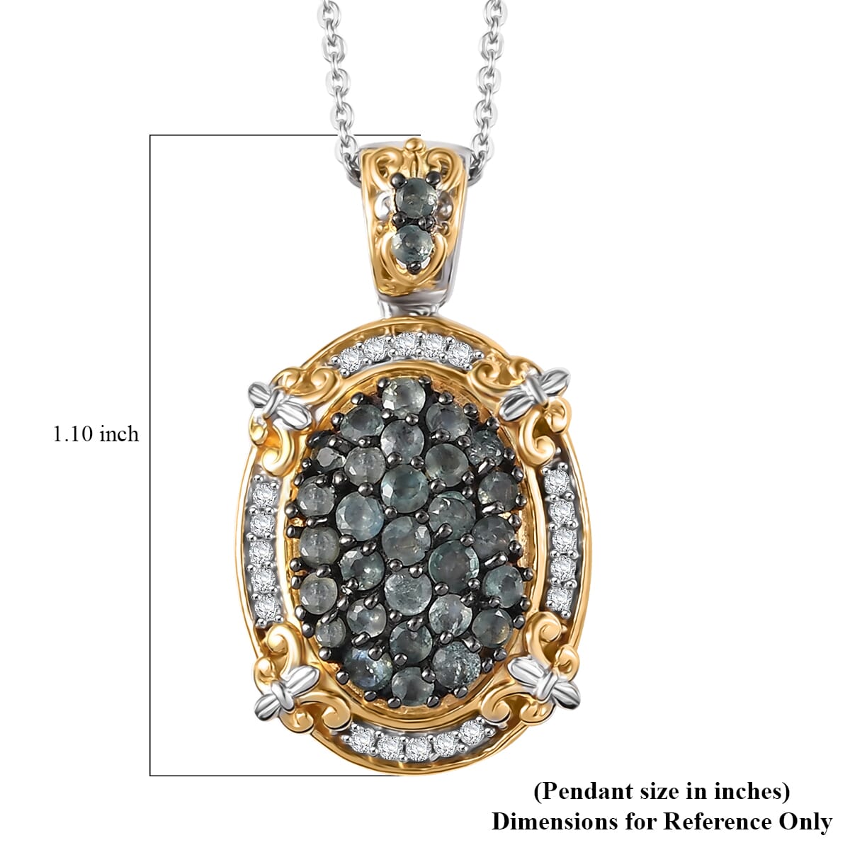 D'Joy Narsipatnam Alexandrite and White Zircon 1.40 ctw Vintage ERA Pendant Necklace 20 Inches in 18K Vermeil YG and Rhodium Over Sterling Silver image number 6