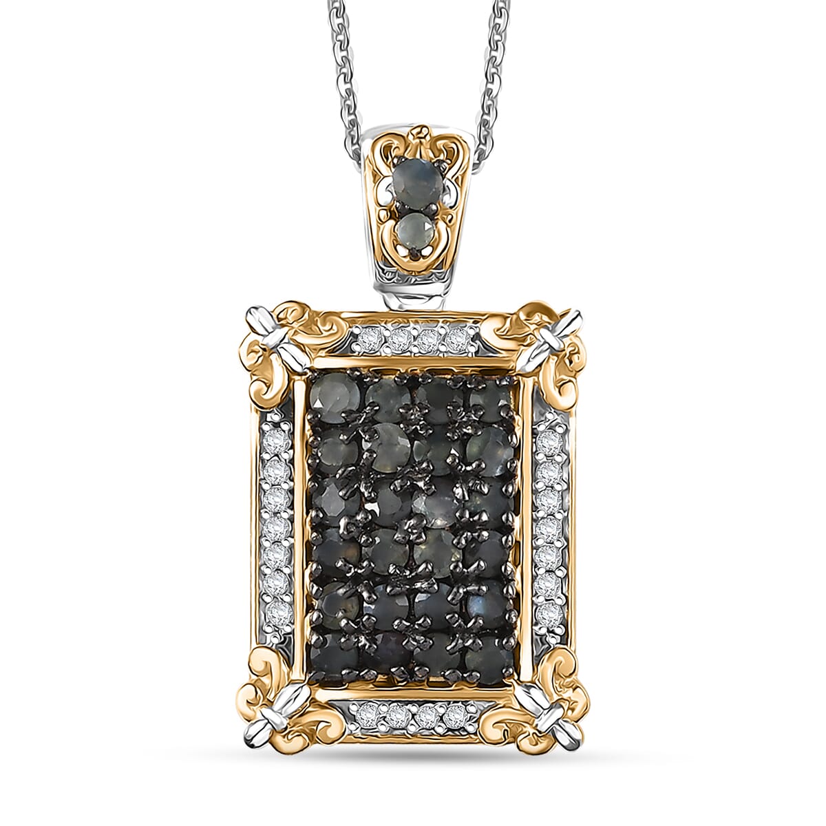 D'Joy Narsipatnam Alexandrite and White Zircon 1.40 ctw Vintage ERA Pendant Necklace 20 Inches in 18K Vermeil YG and Rhodium Over Sterling Silver image number 0