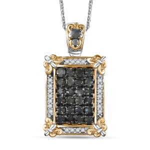 D'Joy Narsipatnam Alexandrite and White Zircon 1.40 ctw Vintage ERA Pendant Necklace 20 Inches in 18K Vermeil YG and Rhodium Over Sterling Silver