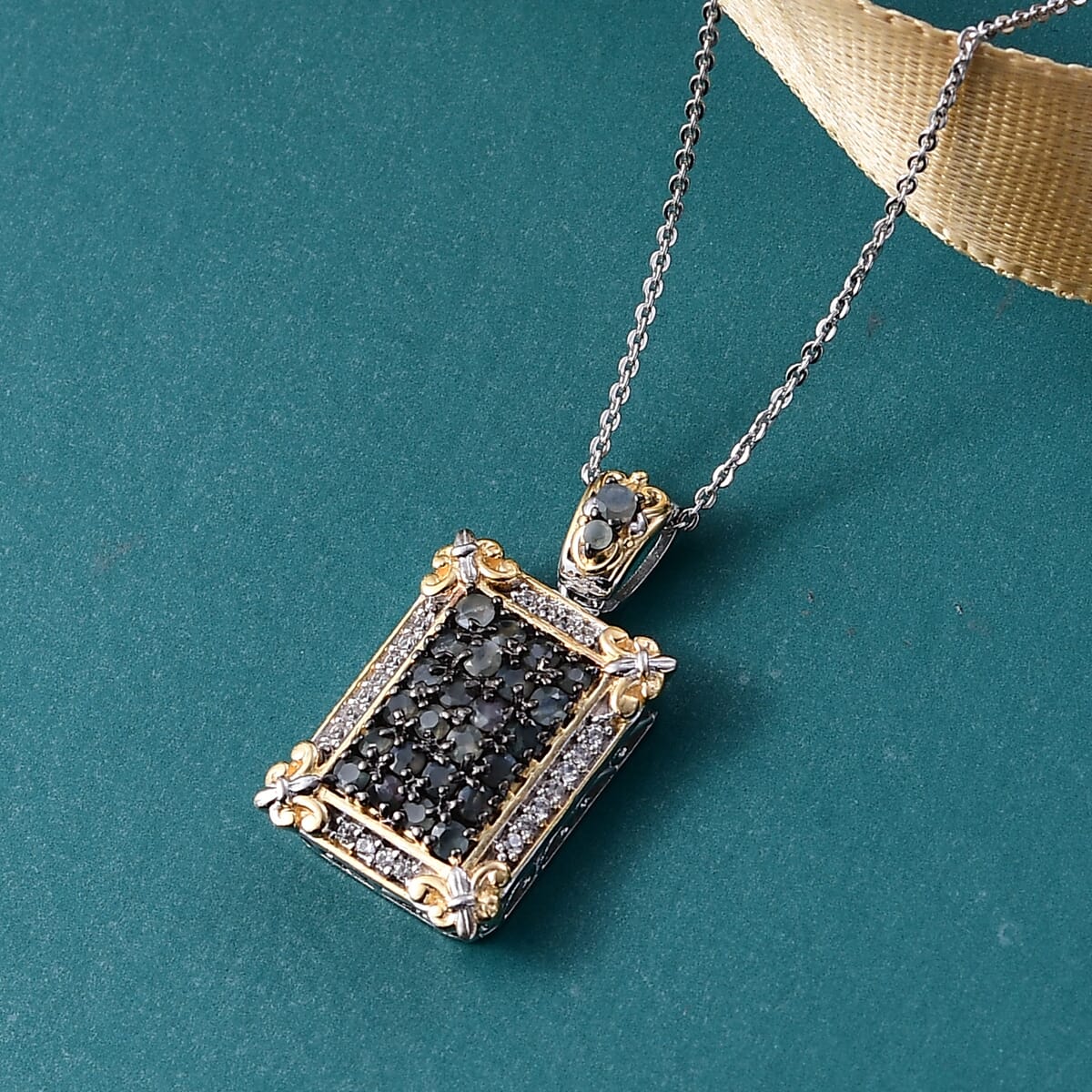 D'Joy Narsipatnam Alexandrite and White Zircon 1.40 ctw Vintage ERA Pendant Necklace 20 Inches in 18K Vermeil YG and Rhodium Over Sterling Silver image number 1