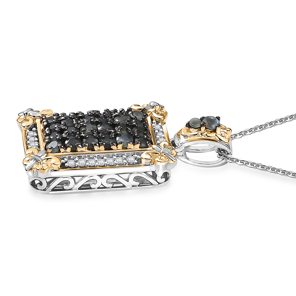 D'Joy Narsipatnam Alexandrite and White Zircon 1.40 ctw Vintage ERA Pendant Necklace 20 Inches in 18K Vermeil YG and Rhodium Over Sterling Silver image number 3