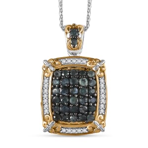 D'Joy Narsipatnam Alexandrite and White Zircon 1.60 ctw Vintage ERA Pendant Necklace 20 Inches in 18K Vermeil YG and Rhodium Over Sterling Silver