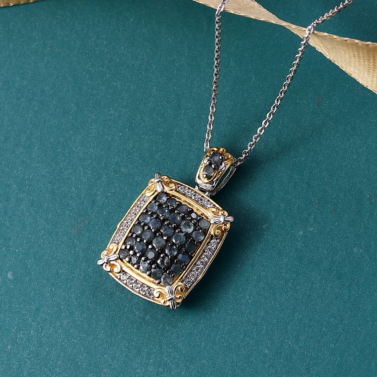 D'Joy Narsipatnam Alexandrite and White Zircon 1.60 ctw Vintage ERA Pendant Necklace 20 Inches in 18K Vermeil YG and Rhodium Over Sterling Silver image number 1