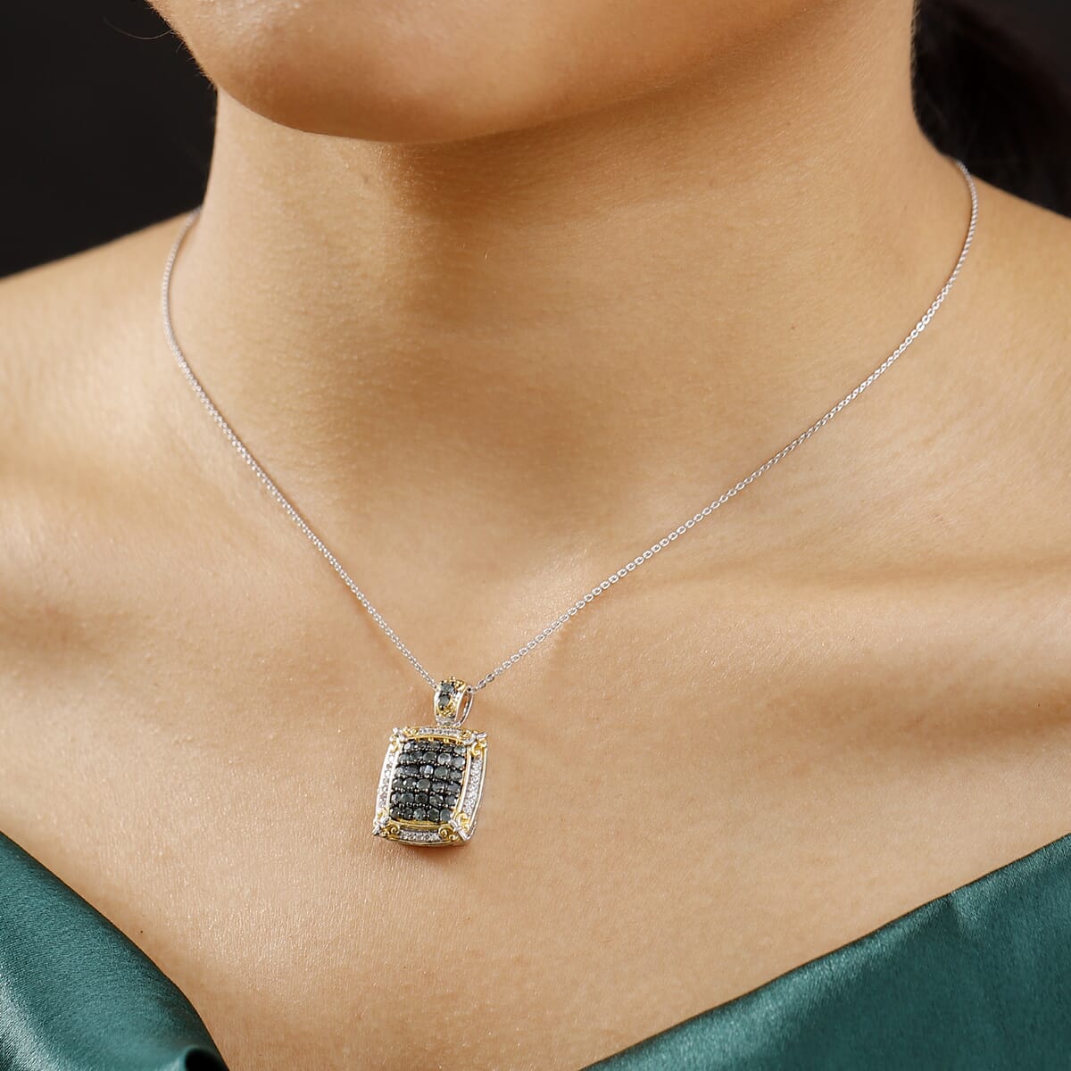 D'Joy Narsipatnam Alexandrite and White Zircon 1.60 ctw Vintage ERA Pendant Necklace 20 Inches in 18K Vermeil YG and Rhodium Over Sterling Silver image number 2