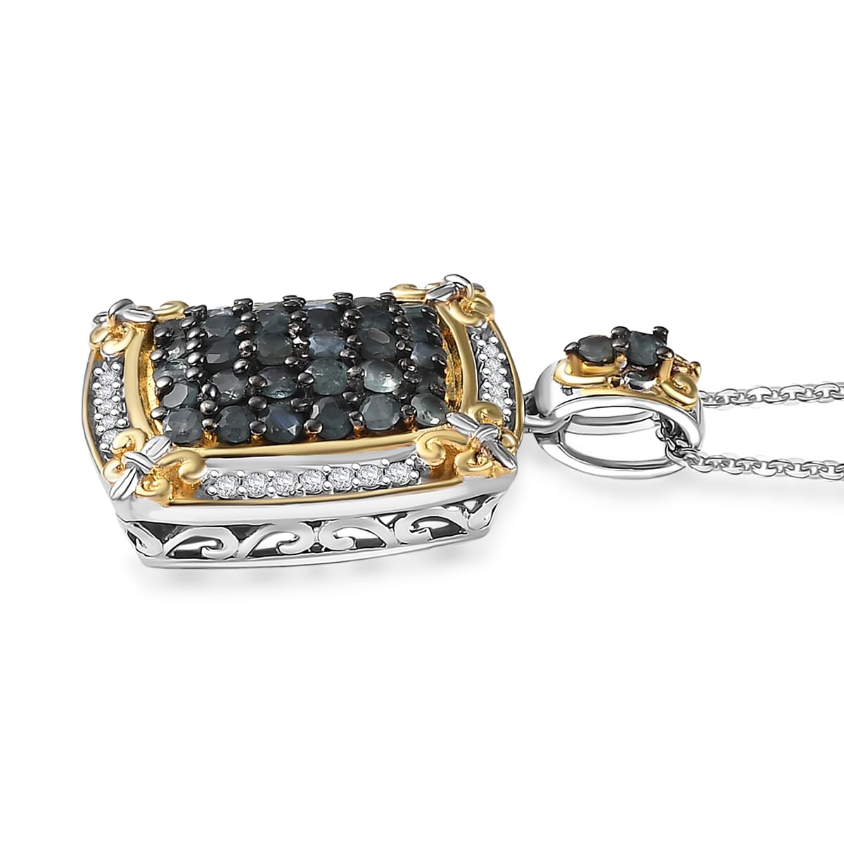 D'Joy Narsipatnam Alexandrite and White Zircon 1.60 ctw Vintage ERA Pendant Necklace 20 Inches in 18K Vermeil YG and Rhodium Over Sterling Silver image number 3