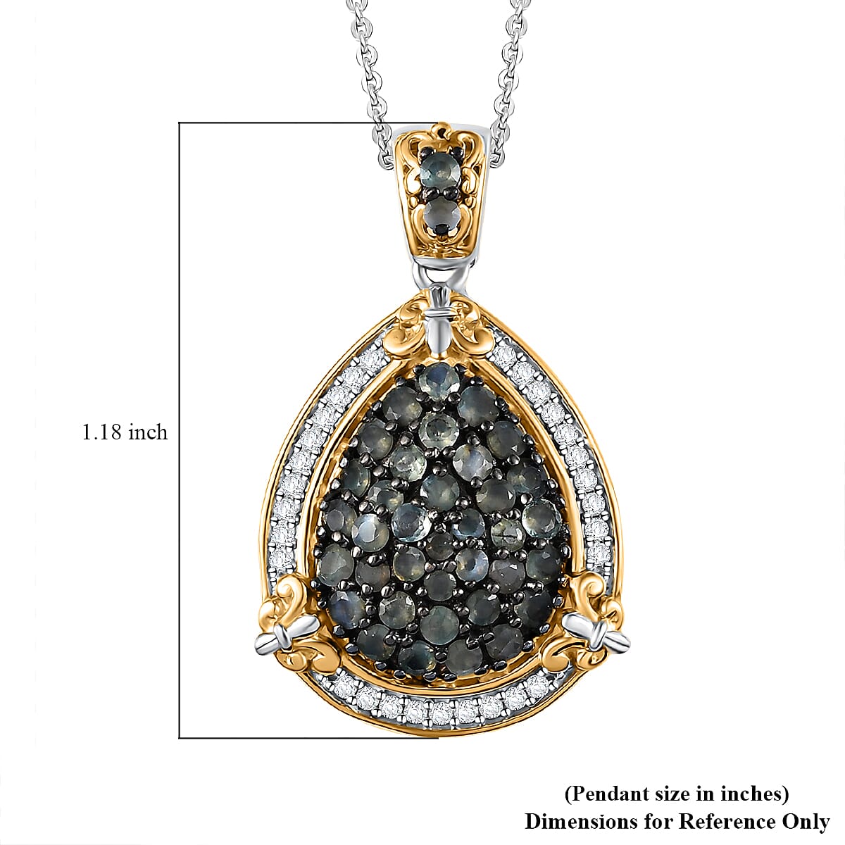 D'Joy Narsipatnam Alexandrite and White Zircon 1.80 ctw Vintage ERA Pendant Necklace 20 Inches in 18K Vermeil YG and Rhodium Over Sterling Silver image number 5