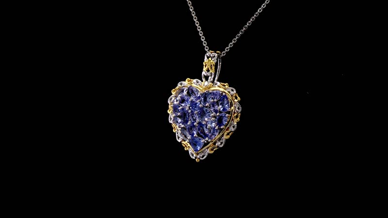 Tanzanite 3.30 ctw Heart Pendant Necklace in 18K Vermeil YG and Rhodium Over Sterling Silver 20 Inches