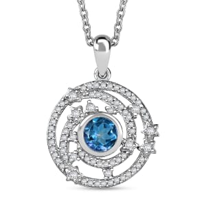 Karis Neptune Garden Mystic Topaz and White Zircon 1.70 ctw Galaxy Pendant in Platinum Bond with Stainless Steel Necklace (20 Inches)