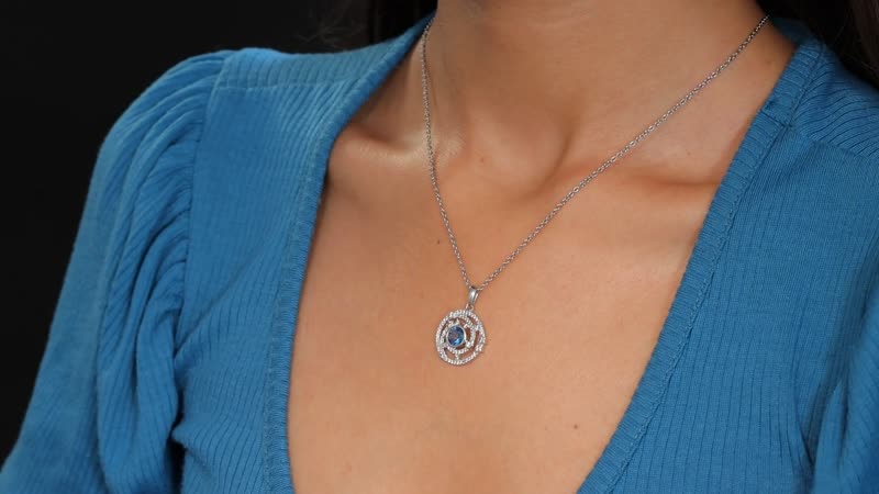 Karis Neptune Garden Mystic Topaz and White Zircon 1.70 ctw Galaxy Pendant in Platinum Bond with Stainless Steel Necklace (20 Inches)