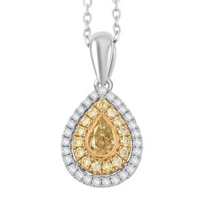 Modani Natural Yellow and White Diamond 0.41 ctw Pendant Necklace in 950 Platinum and 18K Yellow Gold 18 Inches