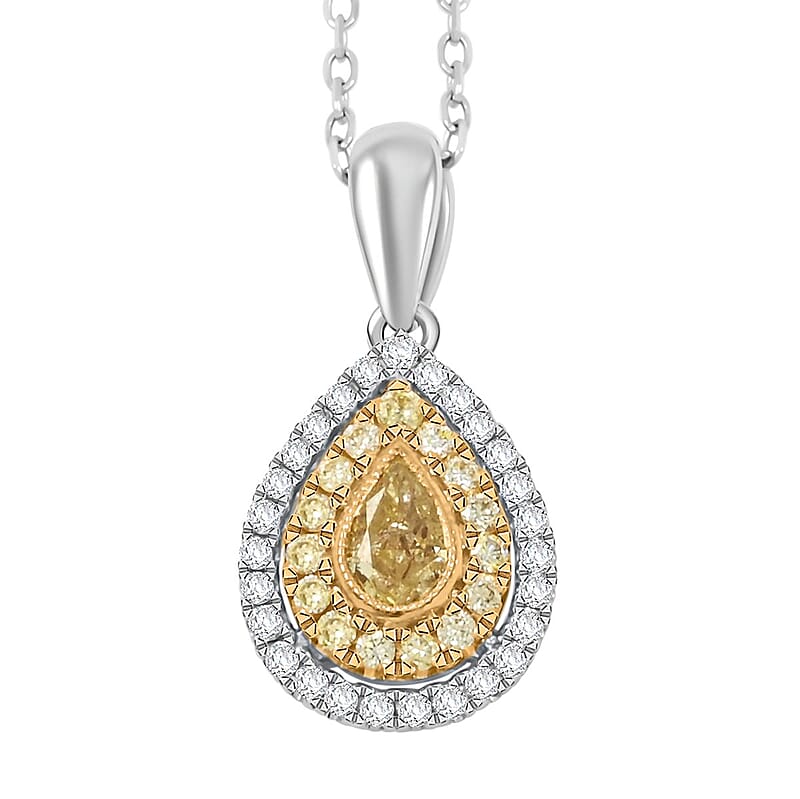 Modani Natural Yellow and White Diamond 0.41 ctw Pendant Necklace in 950 Platinum and 18K Yellow Gold 18 Inches