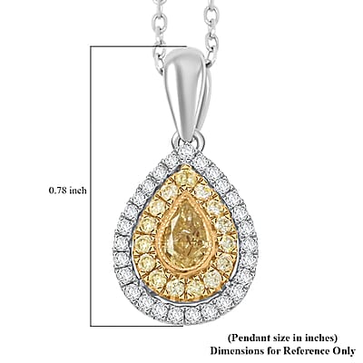 Modani Natural Yellow and White Diamond 0.41 ctw Pendant Necklace in 950 Platinum and 18K Yellow Gold 18 Inches