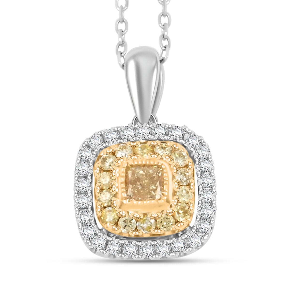 Modani Natural Yellow and White Diamond 0.39 ctw Pendant Necklace in 950 Platinum and 18K Yellow Gold 18 Inhces image number 0