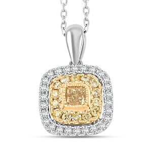 Modani Natural Yellow and White Diamond 0.39 ctw Pendant Necklace in 950 Platinum and 18K Yellow Gold 18 Inhces
