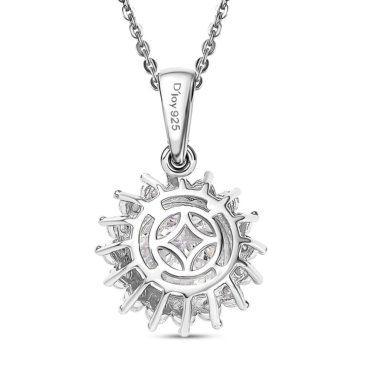 120 Facet Moissanite 2.30 ctw Pendant Necklace in Rhodium Over Sterling Silver 20 Inches