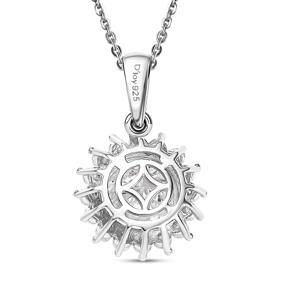 120 Facet Moissanite 2.30 ctw Pendant Necklace in Rhodium Over Sterling Silver 20 Inches image number 4