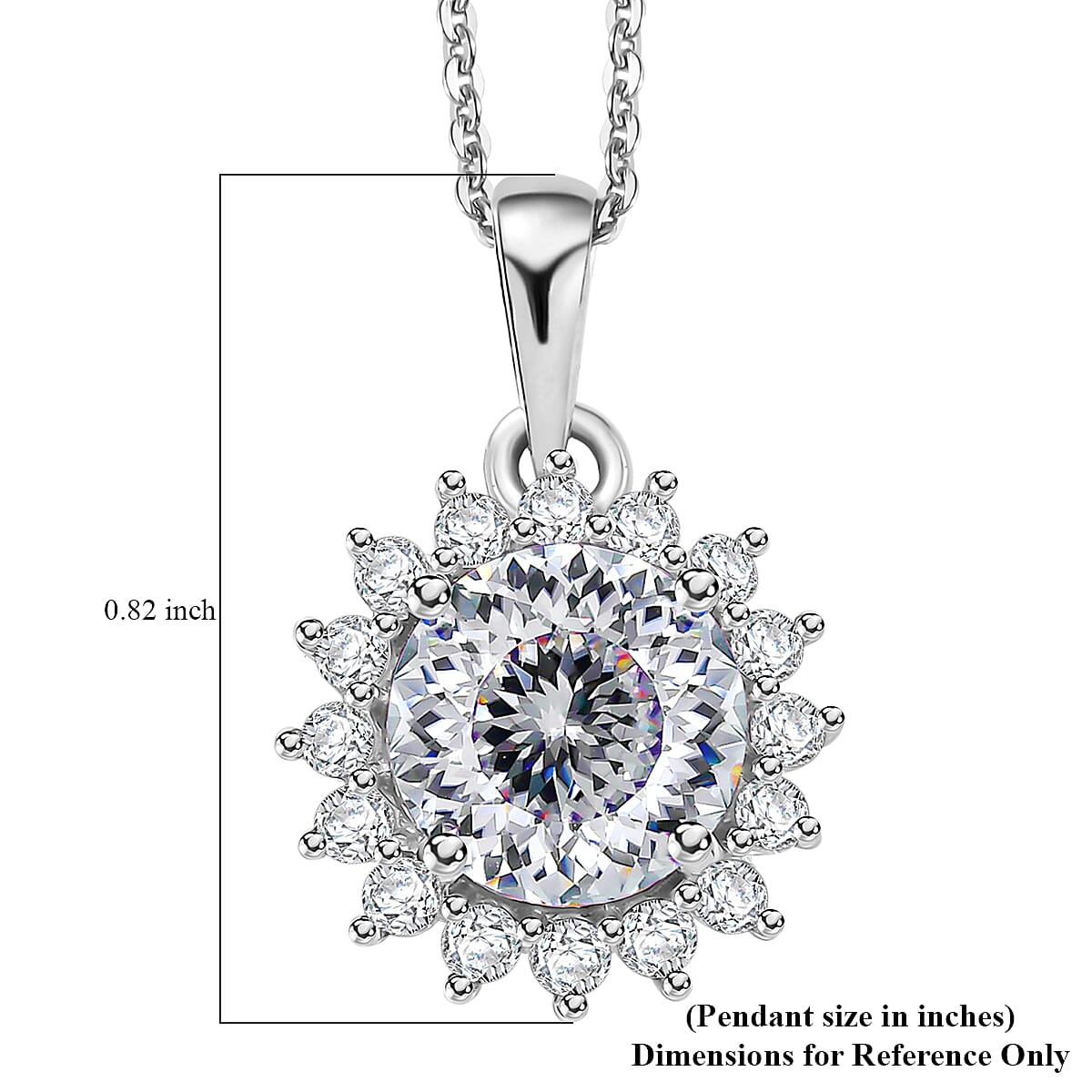 120 Facet Moissanite 2.30 ctw Pendant Necklace in Rhodium Over Sterling Silver 20 Inches