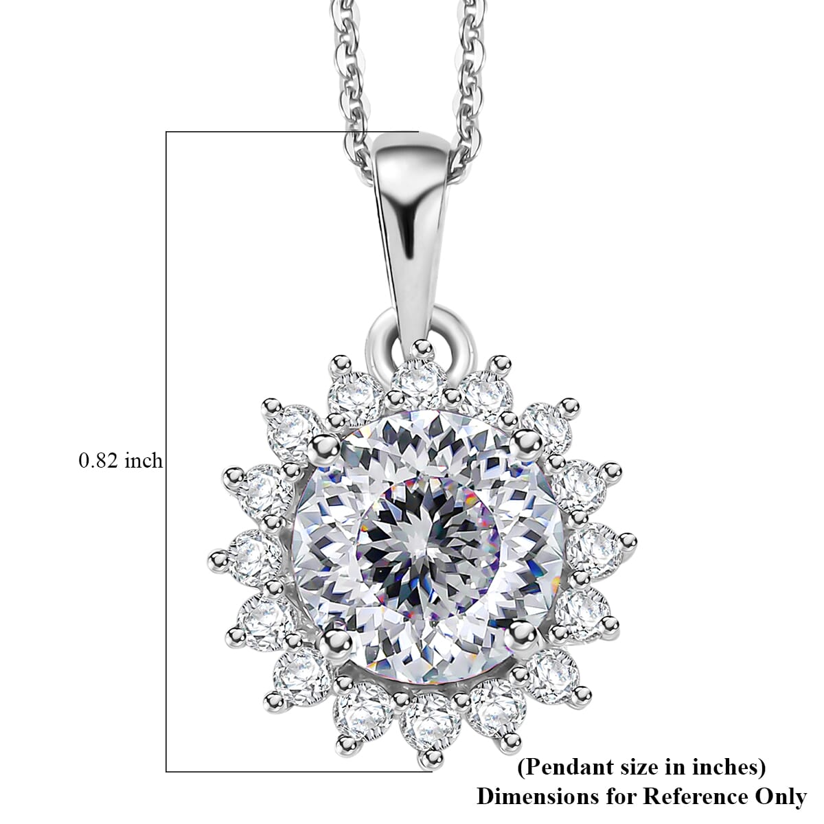 120 Facet Moissanite 2.30 ctw Pendant Necklace in Rhodium Over Sterling Silver 20 Inches image number 6
