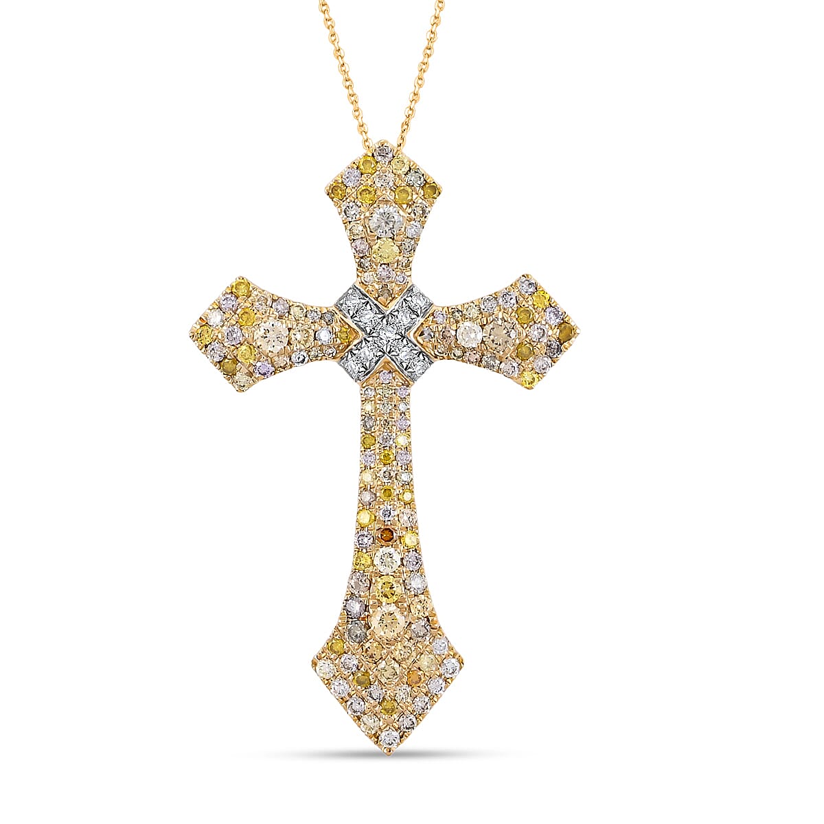 Modani Multi Diamond 2.10 ctw Pendant Necklace in 14K Yellow Gold 18 Inches image number 0
