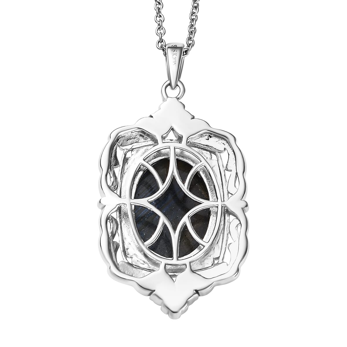 Karis Malagasy Labradorite 12.40 ctw Pendant in 18K YG Plated and Platinum Bond with Stainless Steel Necklace 20 Inches image number 4