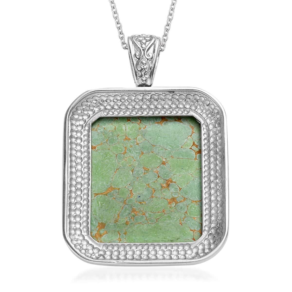 Mojave Green Turquoise 45.10 ctw Pendant Necklace in Stainless Steel 20 Inches image number 4