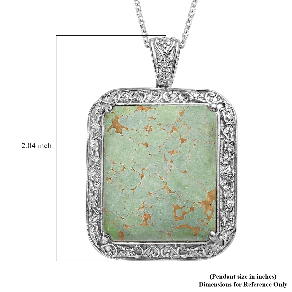 Mojave Green Turquoise 45.10 ctw Pendant Necklace in Stainless Steel 20 Inches image number 5