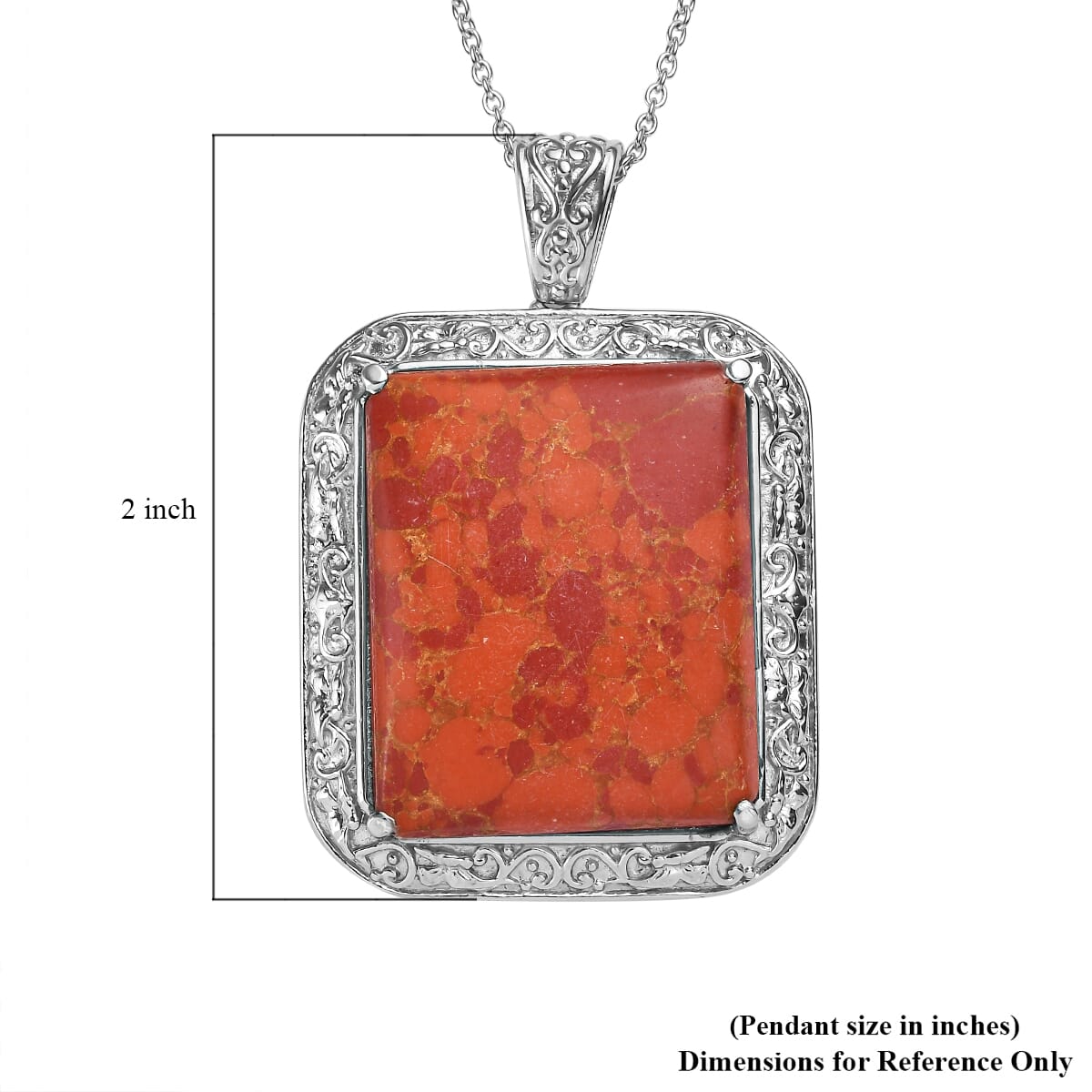 Mojave Orange Turquoise 37.90 ctw Pendant Necklace in Stainless Steel 20 Inches image number 5