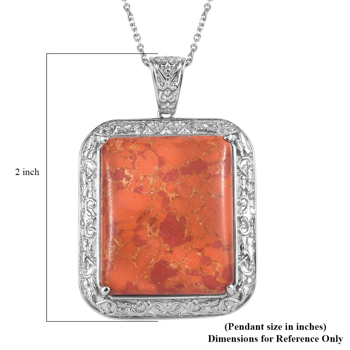 Mojave Orange Turquoise 37.90 ctw Pendant Necklace in Stainless Steel 20 Inches image number 6