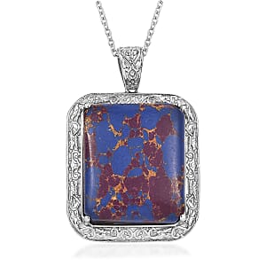 Mojave Purple Turquoise 45.00 ctw Pendant Necklace in Stainless Steel 20 Inches