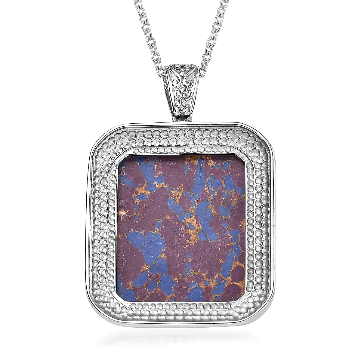 Mojave Purple Turquoise 45.00 ctw Pendant Necklace in Stainless Steel 20 Inches image number 4