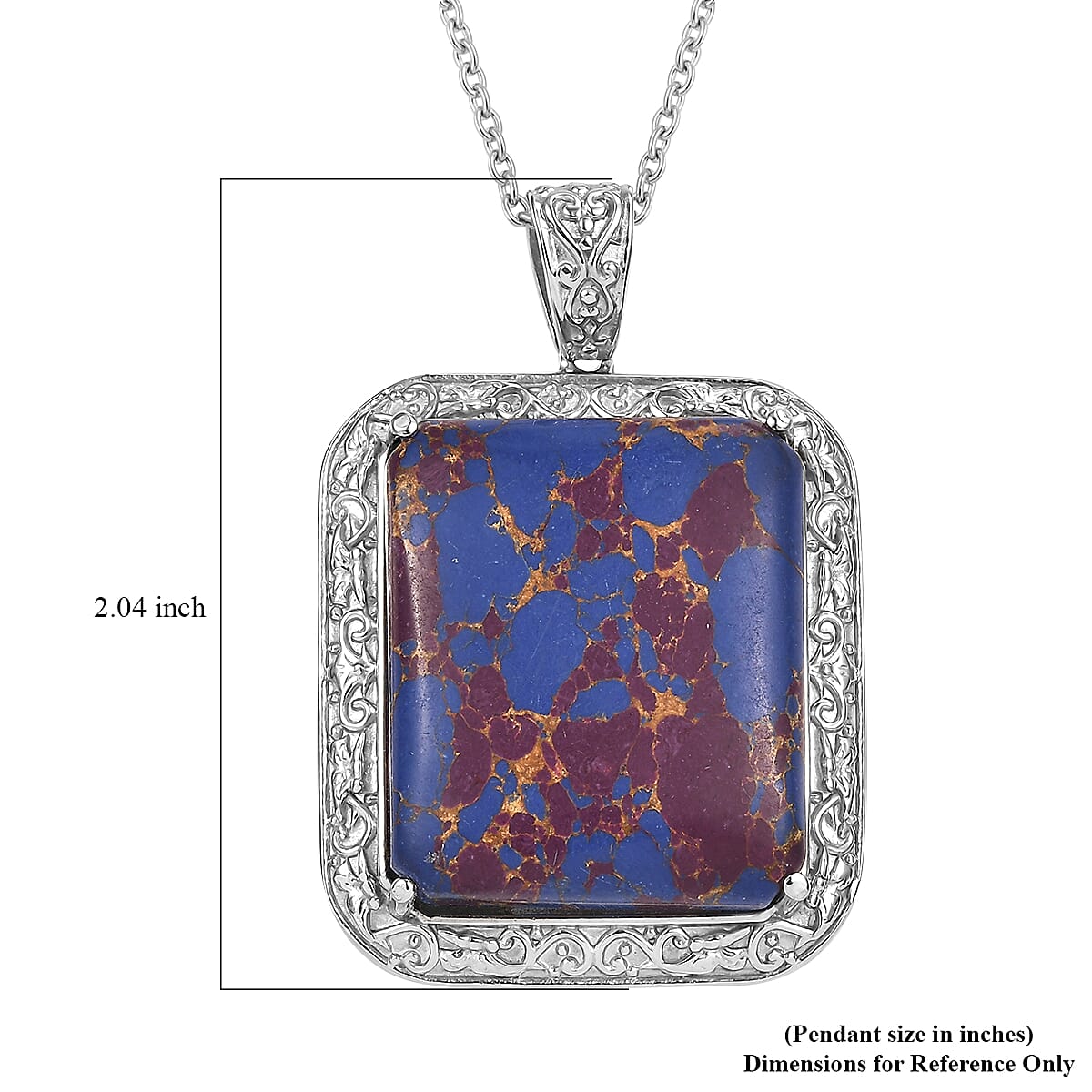 Mojave Purple Turquoise 45.00 ctw Pendant Necklace in Stainless Steel 20 Inches image number 6