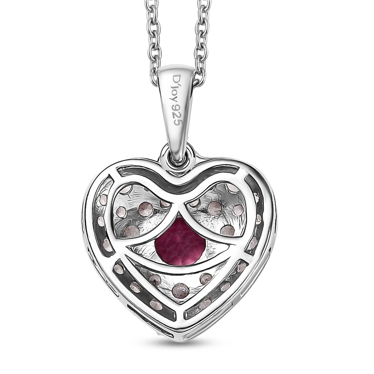 Pink Mystic Topaz and Signity Complexion Topaz 1.65 ctw Heart Pendant in Rhodium Over Sterling Silver with Stainless Steel Necklace 20 Inches image number 4