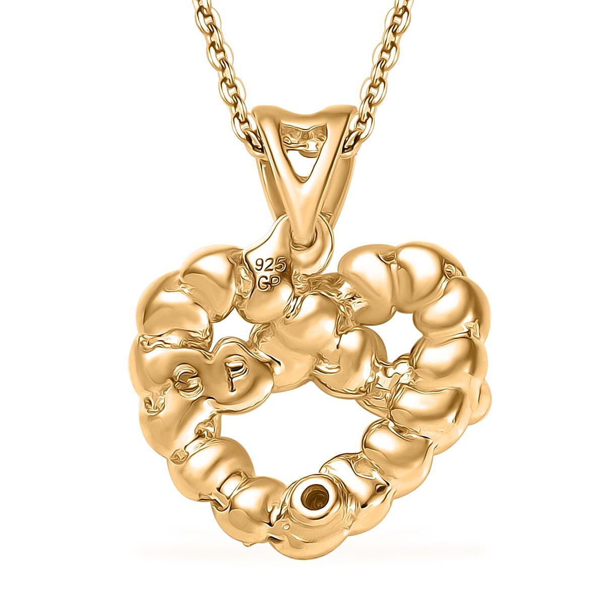 GP Amore Collection Diamond 0.15 ctw Love Knot Pendant Necklace in 18K Vermeil Yellow Gold Sterling Silver 20 Inches