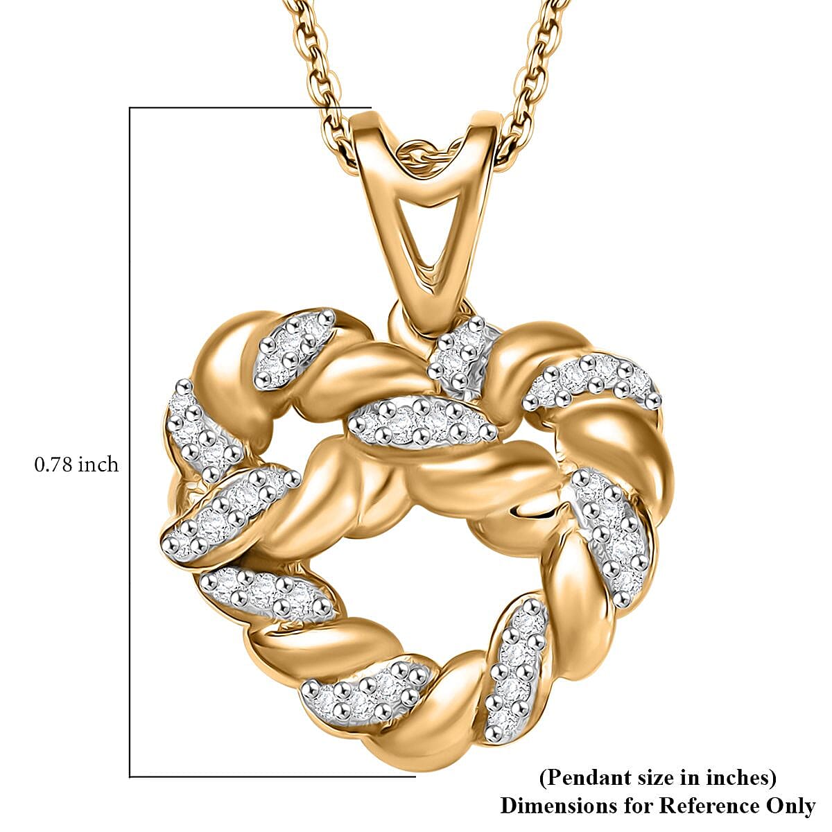 GP Amore Collection Diamond 0.15 ctw Love Knot Pendant Necklace in 18K Vermeil Yellow Gold Sterling Silver 20 Inches