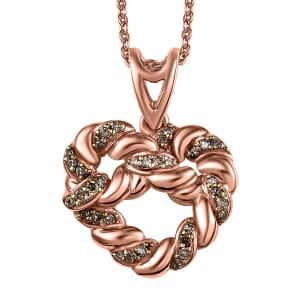 GP Amore Collection Natural Champagne Diamond 0.15 ctw Love Knot Pendant Necklace in 18K Vermeil Rose Gold Over Sterling Silver 20 Inches 
