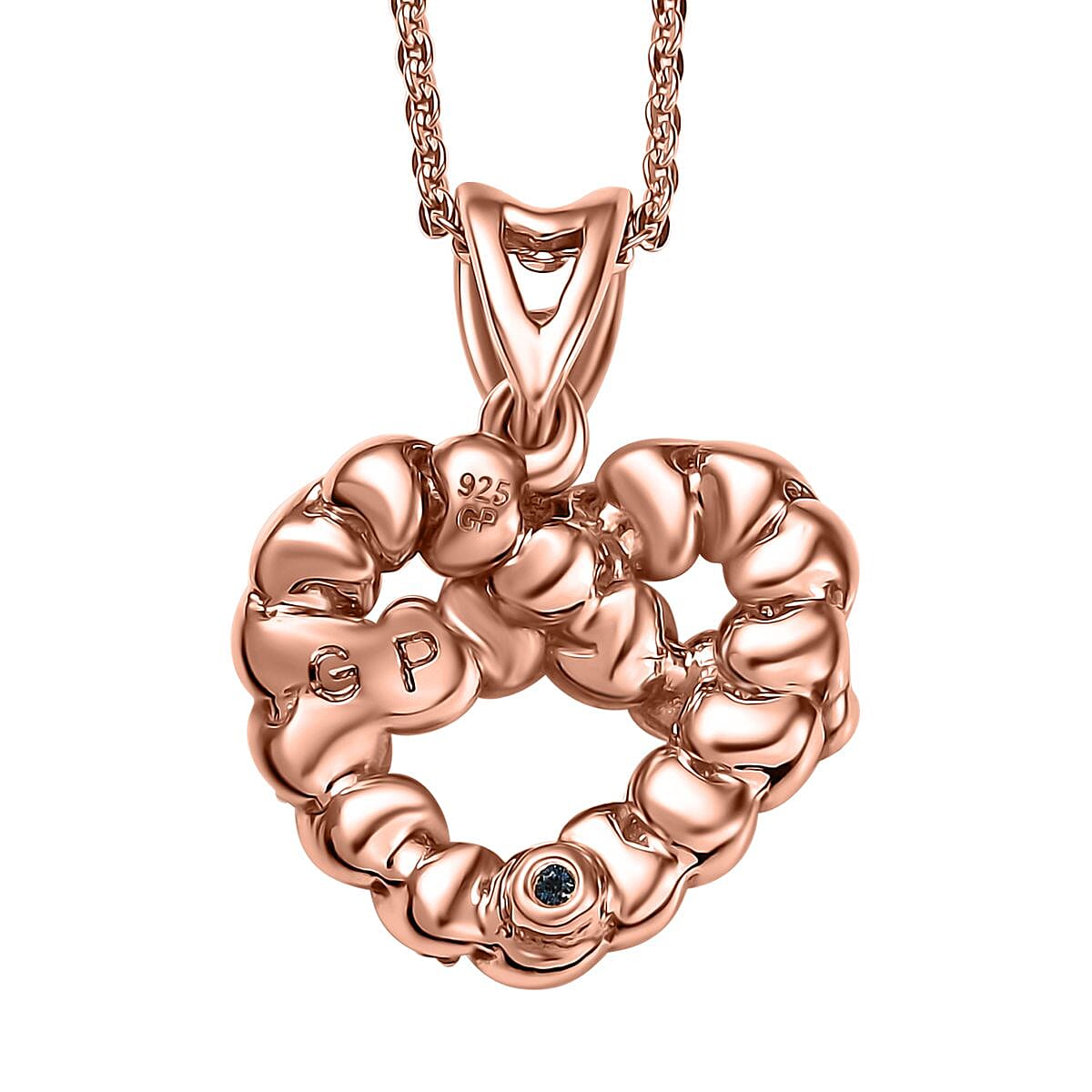 GP Amore Collection Natural Champagne Diamond 0.15 ctw Love Knot Pendant Necklace in 18K Vermeil Rose Gold Over Sterling Silver 20 Inches  image number 4