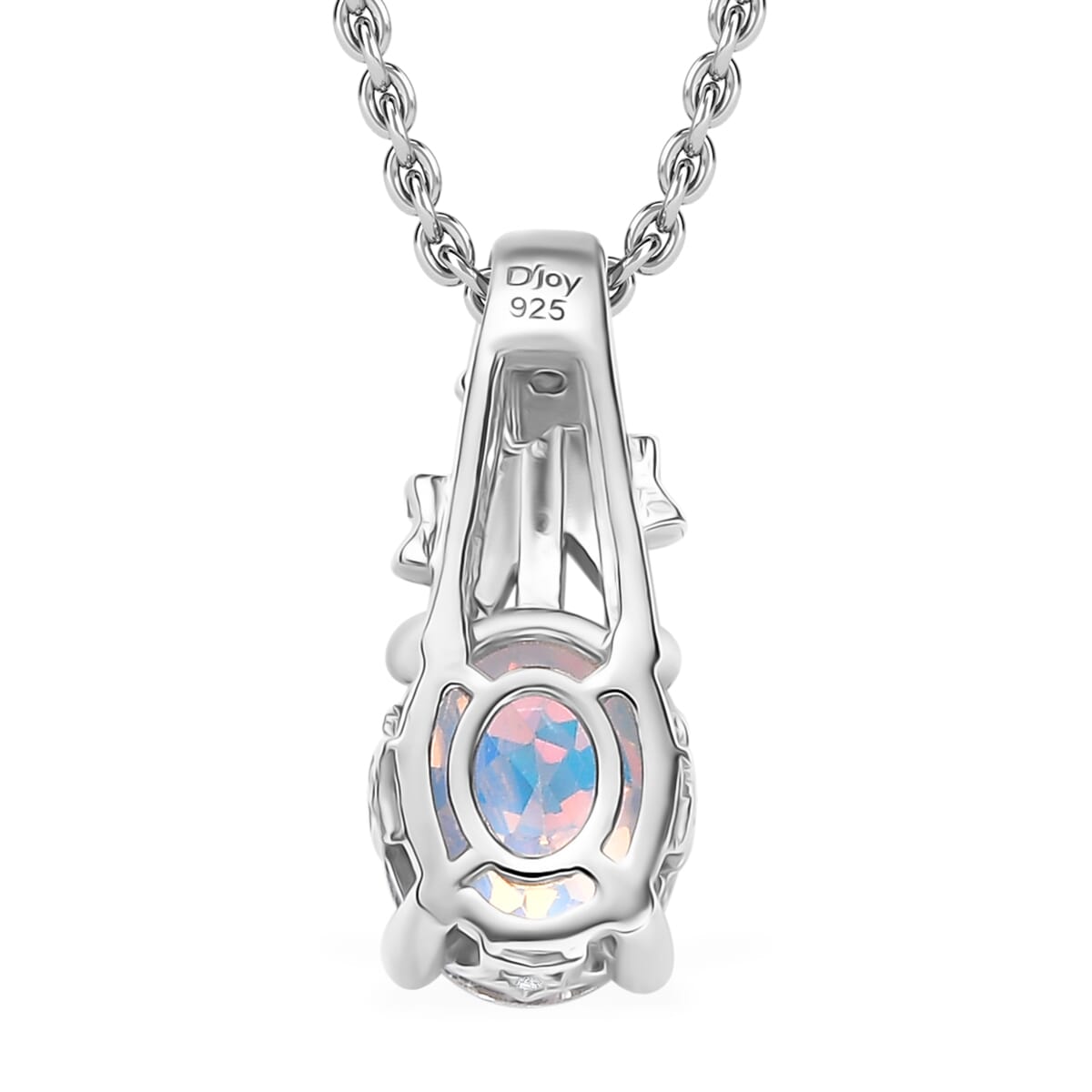 Mercury Mystic Topaz and White Zircon 2.25 ctw Celestial Stars Pendant Necklace in Rhodium Over Sterling Silver 20 Inches image number 4