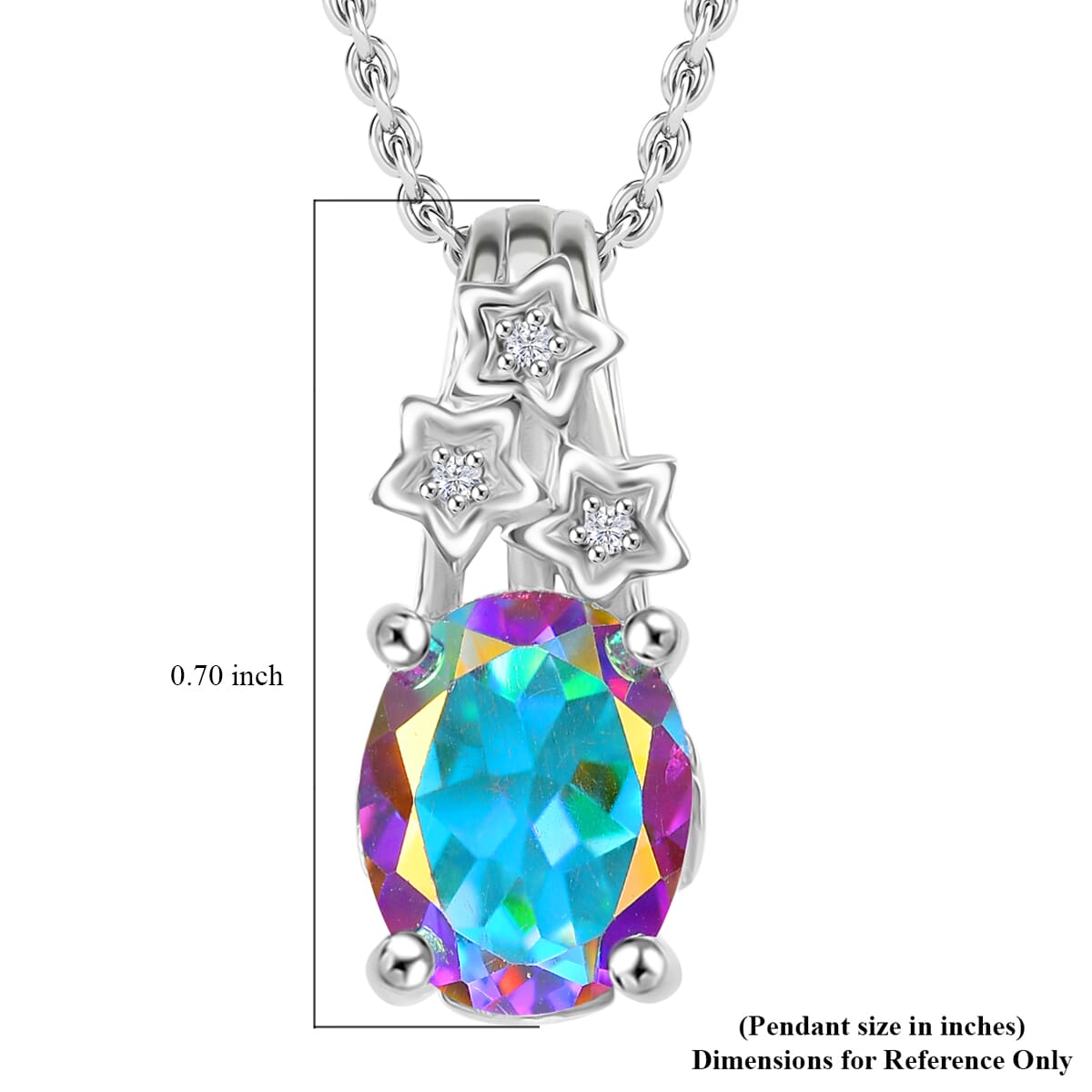 Mercury Mystic Topaz and White Zircon 2.25 ctw Celestial Stars Pendant Necklace in Rhodium Over Sterling Silver 20 Inches image number 6